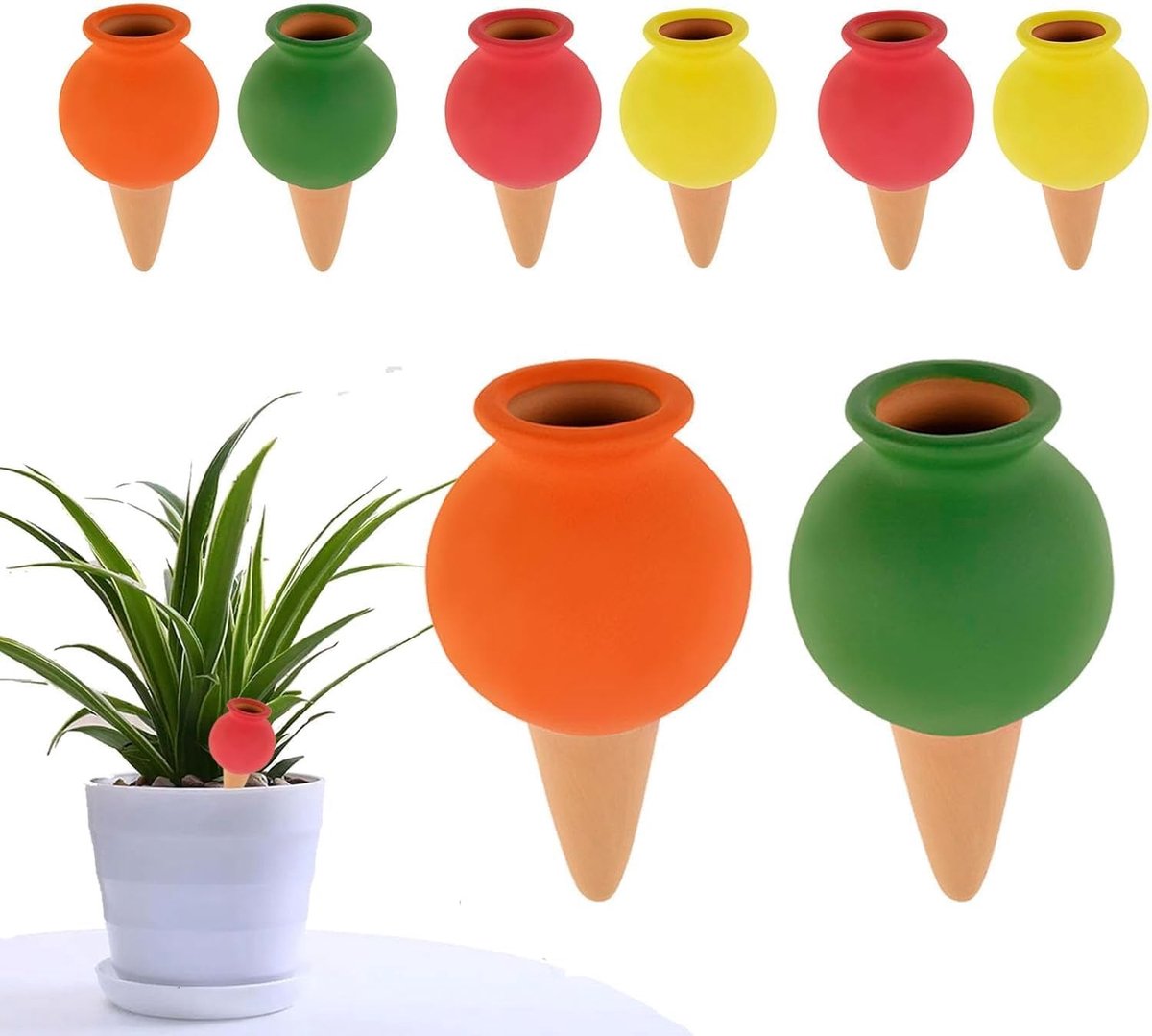 Klei Irrigatieballen Set van 8 Stuks voor Binnen en Buiten, Houdt Vochtigheid Vast tot 5 Dagen, Milieuvriendelijk en Duurzaam, 6.5 x 11.5 cm