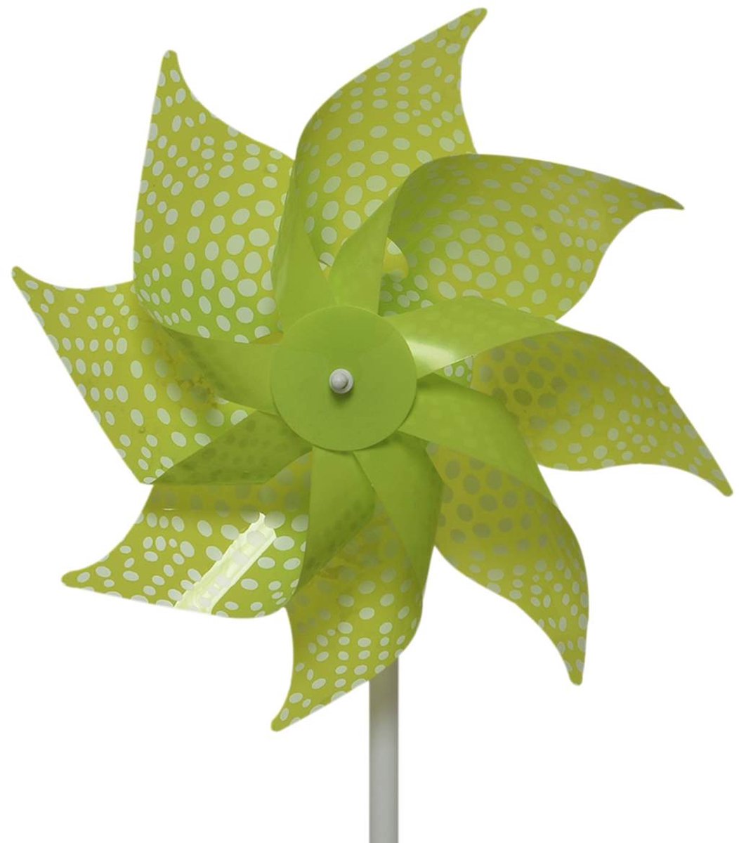 Decoris Windmolen Groen met Witte Stippen Ø 20 cm 35 cm