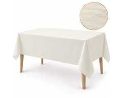 Benza Tafelkleed Ribstof – 140 × 240 cm – Polyester – Crème – Rechthoekig Tafellaken