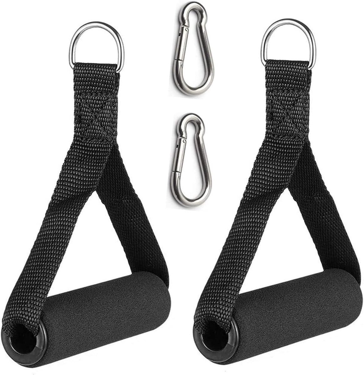 Set van 2 Handgrepen voor Weerstandsbanden - Trainingshulpmiddel voor Krachttraining, Triceps, Yoga en Lichaamsoefeningen met 2 Carabiners