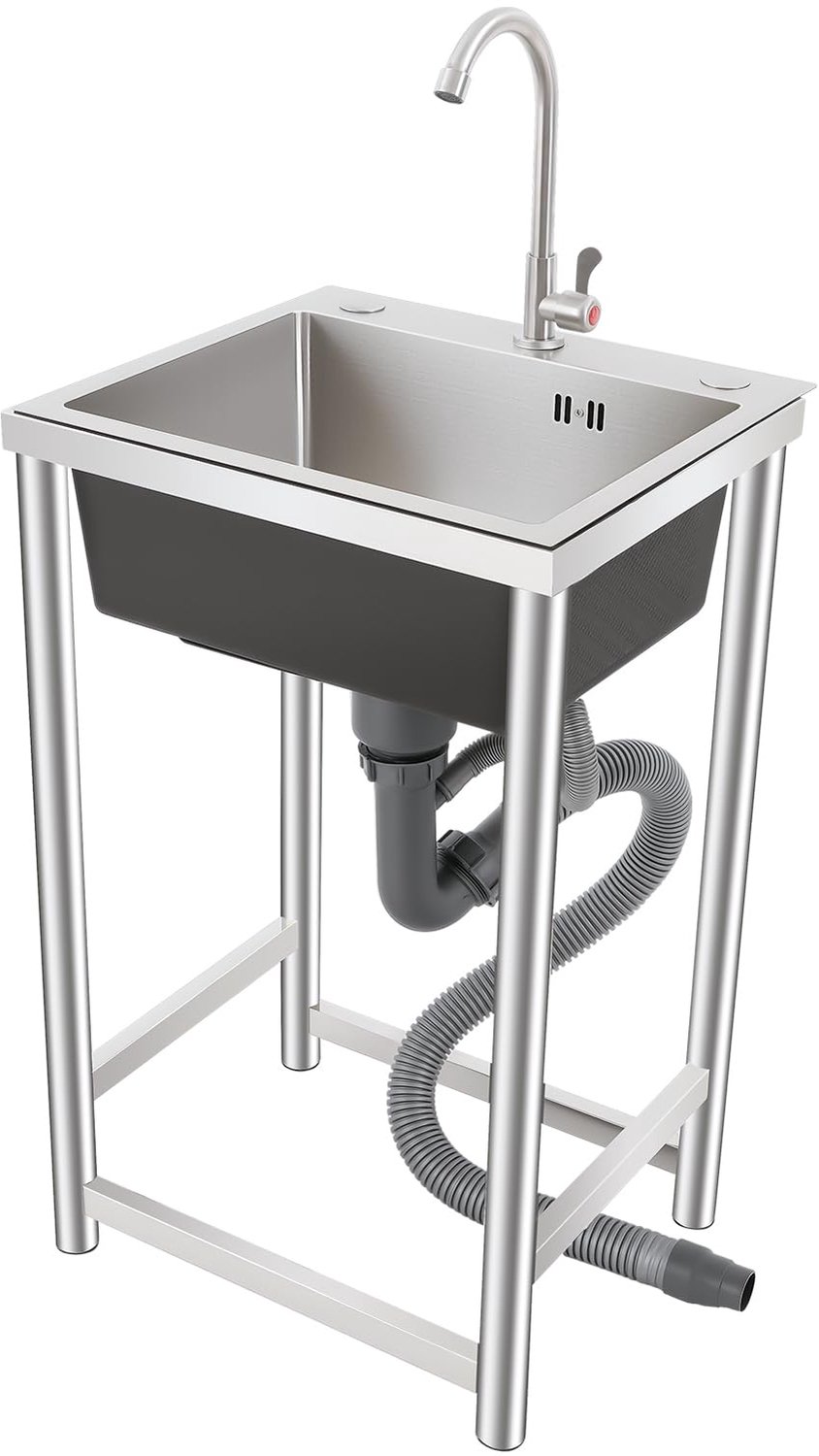 RVS Commerciële Spoelbak met Mengkraan 45x41x75 cm