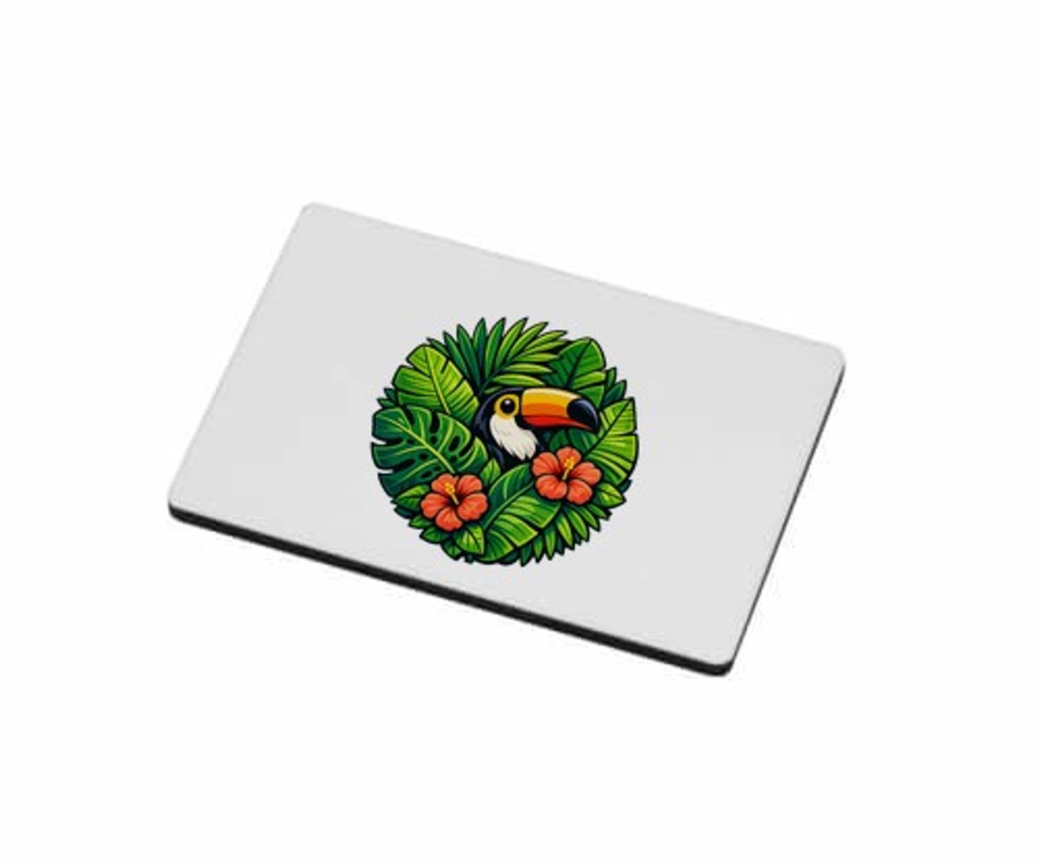 Mr Cadeautjes MDF magnetische fotolijst 7,5 x 5 - design Tropische bladeren met toekan | cadeau Wit
