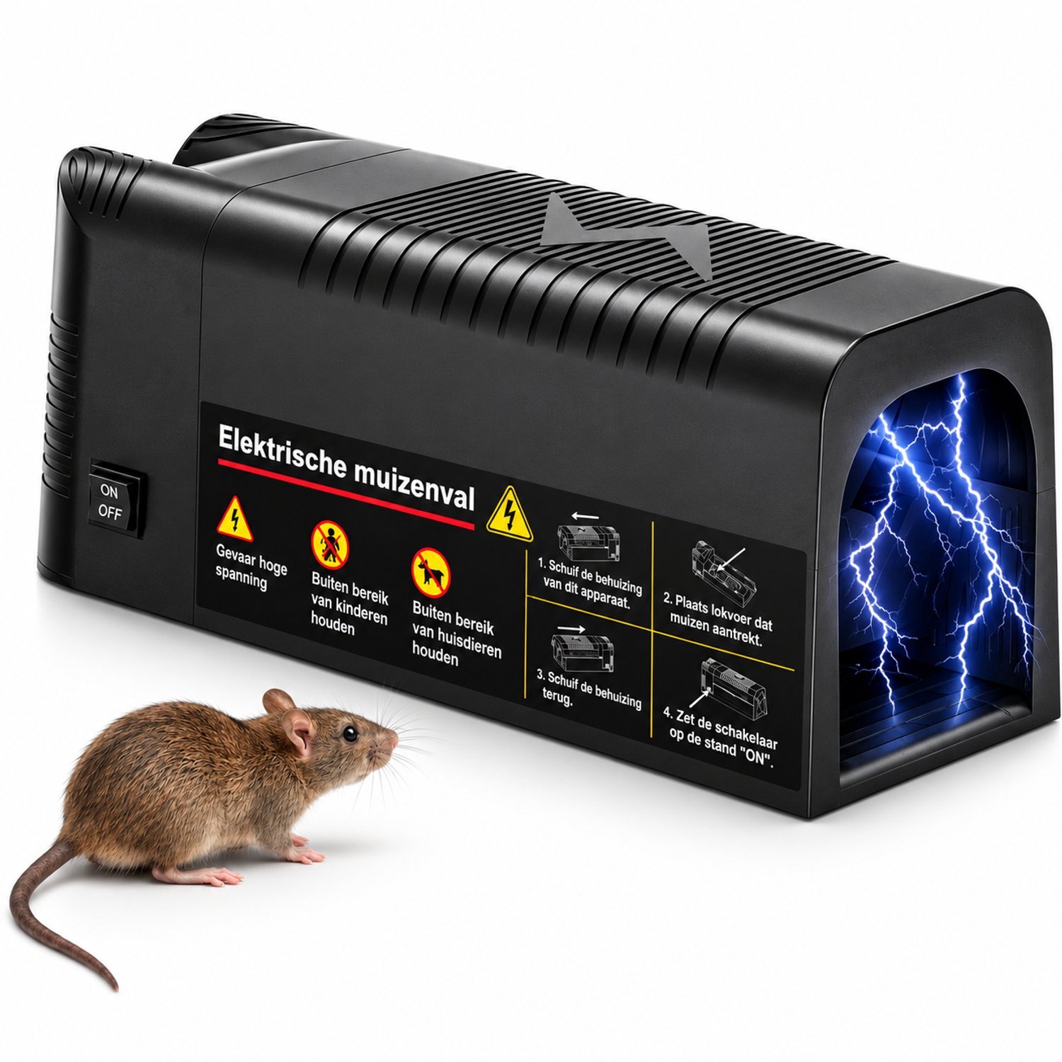 ZnaP® Verjager - Elektrische Muizenval Pro – Effectieve Muizenval voor Binnen - Draadloos & Oplaadbaar - Veilig, Hygiënisch & Duurzaam – Ook geschikt als Elektrische Rattenval