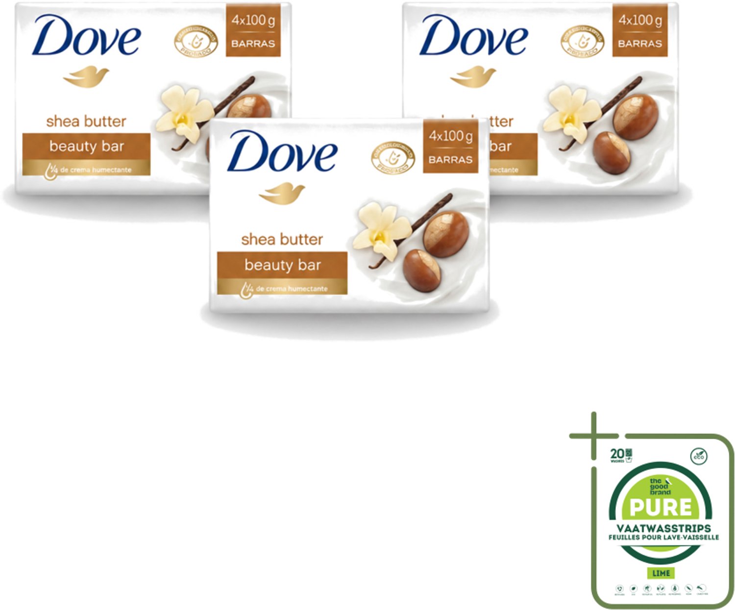 3 x Dove – Zeep – Sheabutter – 4 x 100 g - Grootverpakking - Vaatwasstrips - Zeep Sheabutter - Huid Verzorging - Zachte Huid - Droge Huid - Mild Reinigen