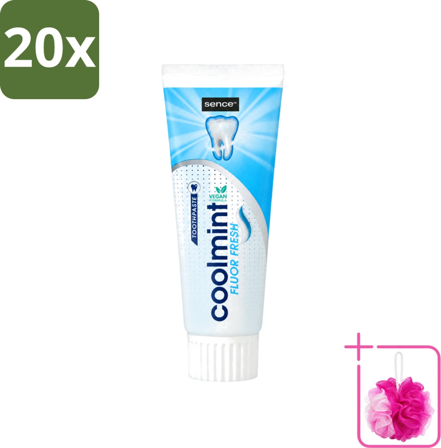 20 x Sence - Freshmint - Tandpasta - Met Fluor - 75 ml - Bulkverpakking - Tandpasta - Douchemop - Fluoride