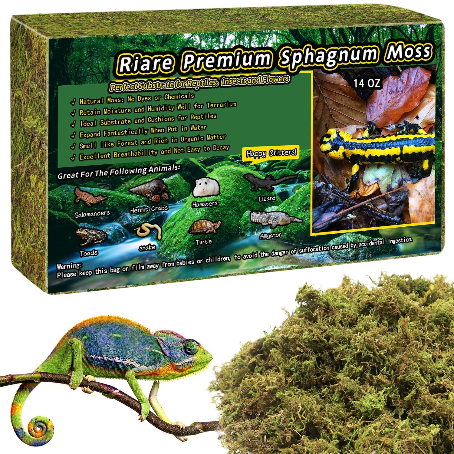 Sphagnum Mos voor Reptielen - 14 oz Terrarium Substraat