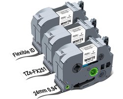 3x Flexibele Etikettenband voor Brother TZe-FX251 - 24mm
