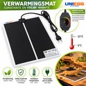 Warmtemat van 7W met draaiknop voor temperatuurinstelling (0-35°C), getoond met een baardagame.