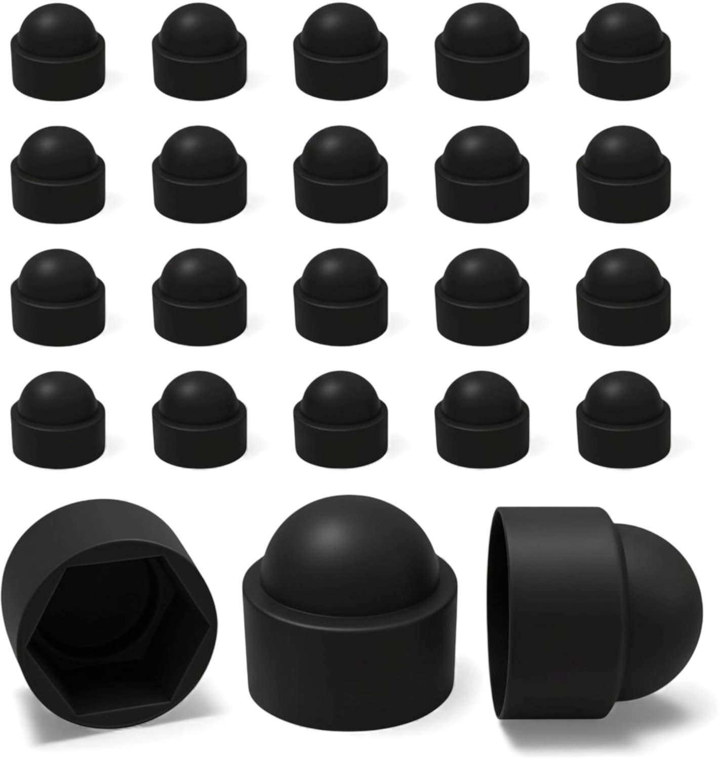 Set van 20 M16 Moerkappen - Bescherming en decoratie - Zwart plastic