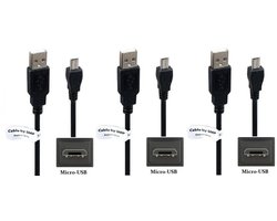 3 stuks OneOne 2,0m Micro USB kabel. Stevige laadkabel. Oplaadkabel snoer past op past op Garmin navigatie NuLink 1695 Live, NuLink, Nuvi Cam LMT-D, Nuvi CamLMT-HD, Speak, Speak Plus, GPSMAP 66s, 66st, Foretrex 601, 701