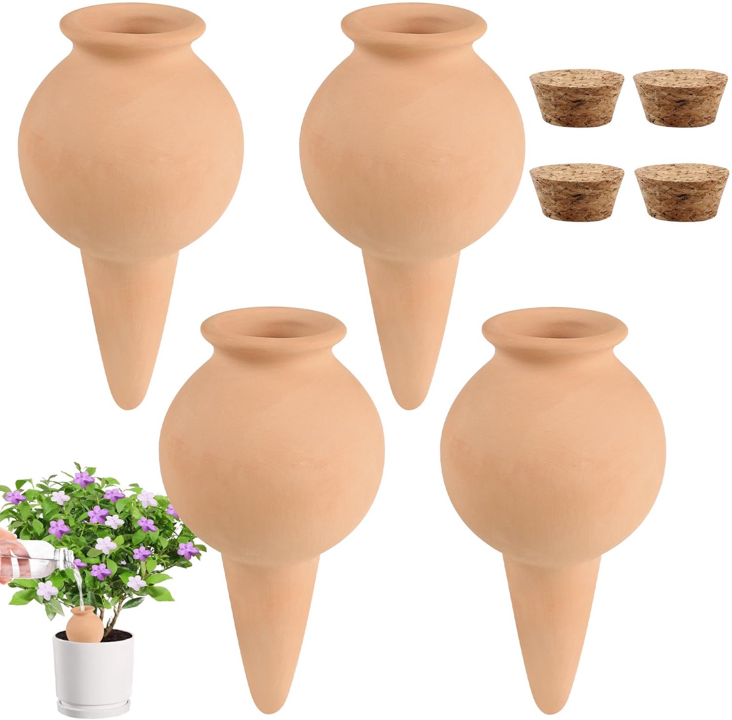 Terracotta Irrigatiekegels - 100ml Zelfwatergevend Systeem voor Potplanten (Set)