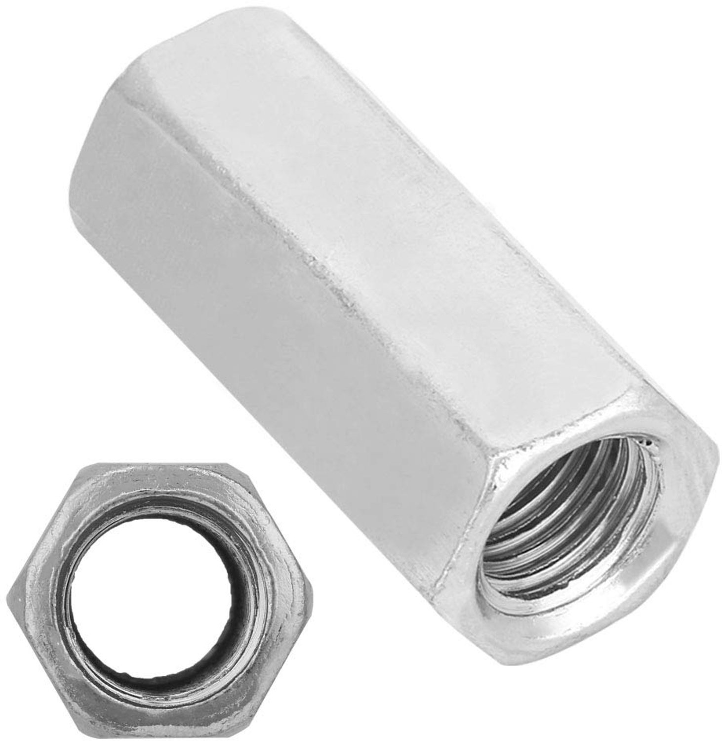 Zeskantmoer M16 - 2 Stuks - Koolstofstaal - Verzinkt - Onderhoudsaccessoire - Afmetingen 50 x 22 mm - Moeren