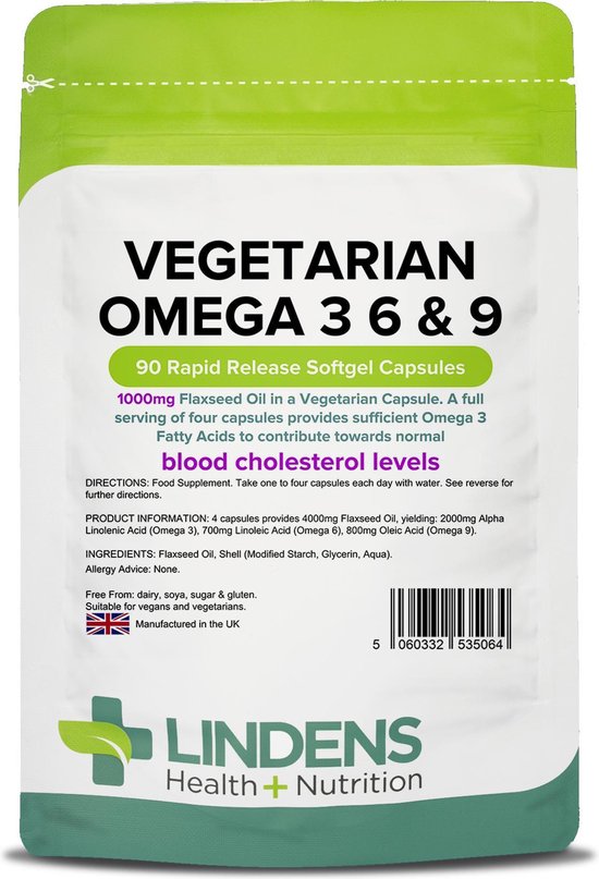 Lindens Vegetarische 3 6 9 (lijnzaad) 1000 mg - 90 capsules | bol.com