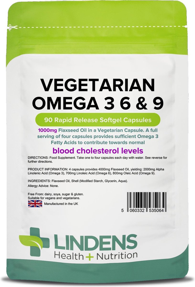 handtekening fee Verlengen Lindens - Vegetarische Omega 3 6 & 9 (lijnzaad) 1000 mg - 90 capsules |  bol.com