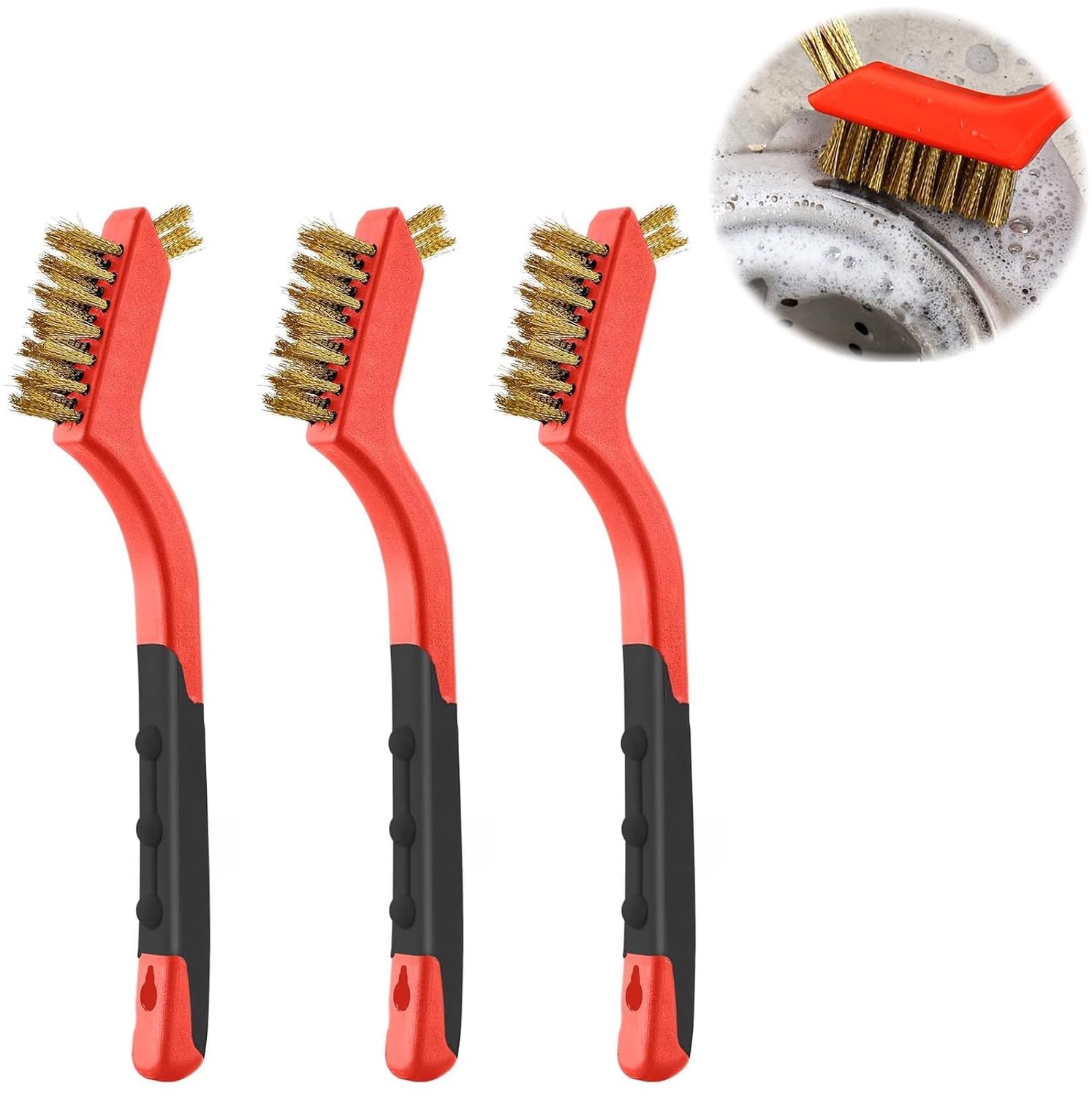 Set van 3 Messing Borstels voor Reiniging