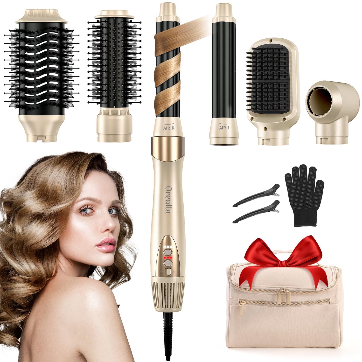 6-in-1 Haardroger en Styling Borstel met Reisetui