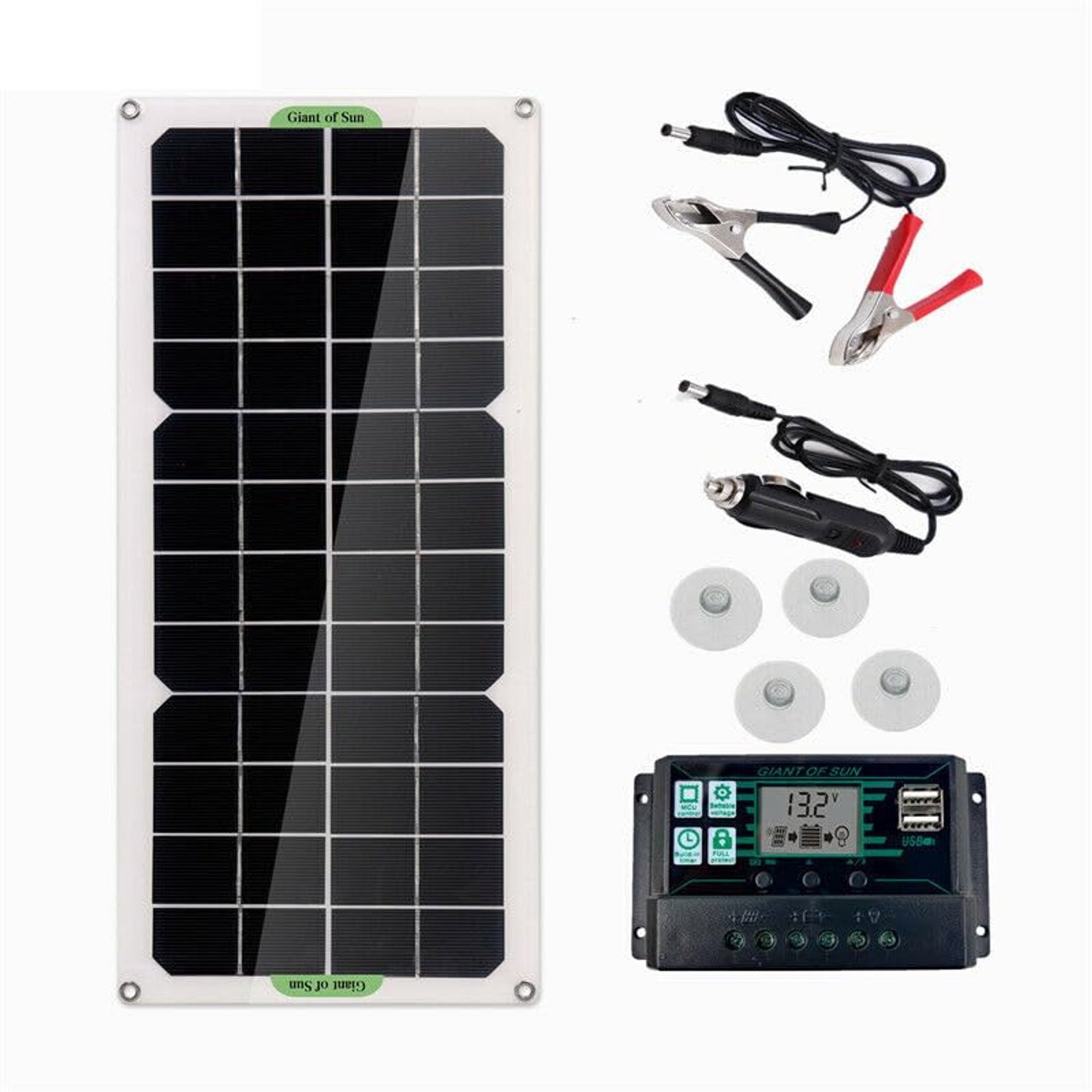30W Zonnepaneel met 12V Acculader voor Auto en Caravan