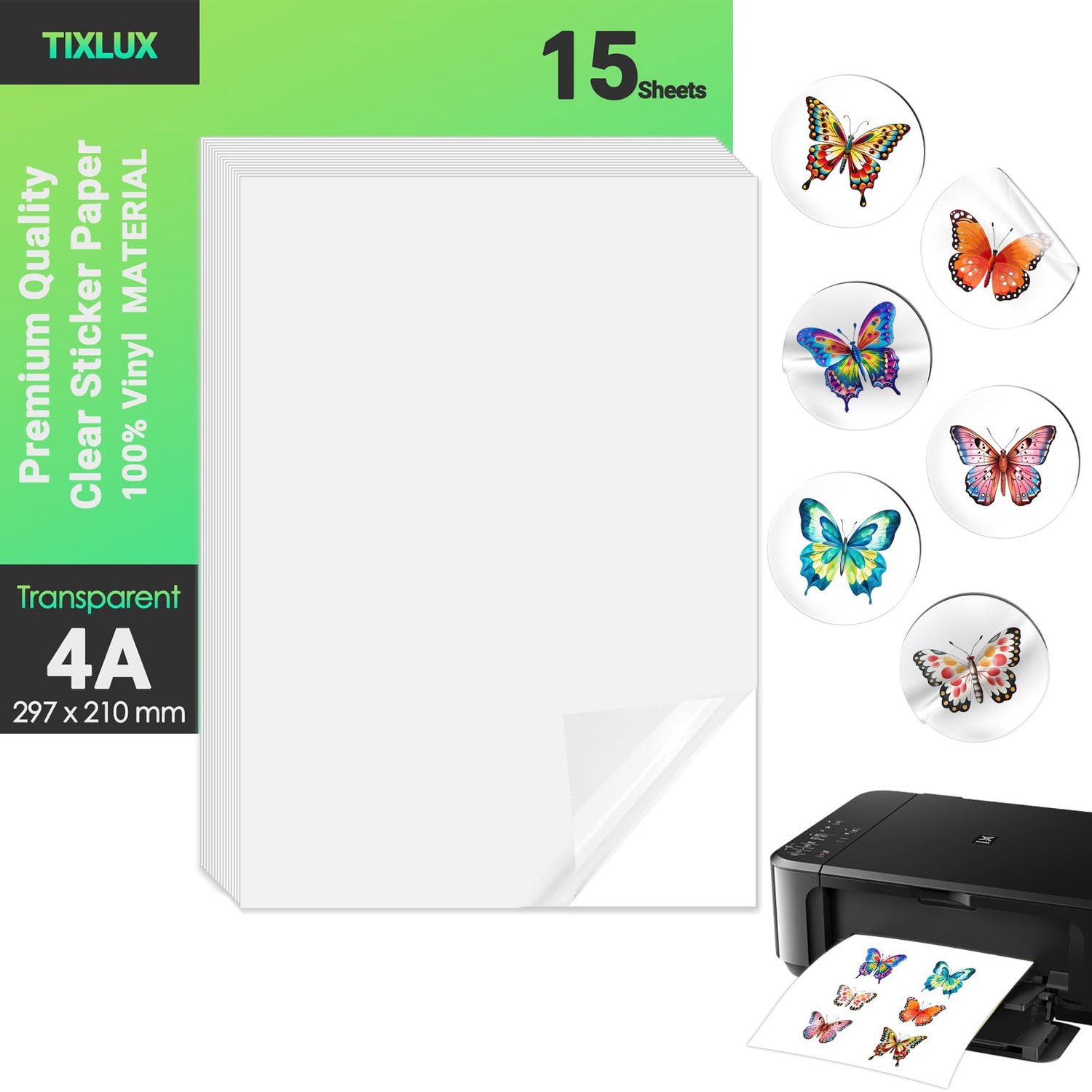 A4 Printable Transparant Vinyl Sticker Papier Set van 15 Vellen
