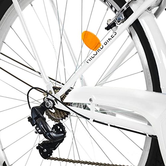 Milord damesfiets met rieten mand - stadsfiets 28 inch, 7 versnellingen, wit frame — afbeelding 4