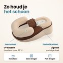 Reinigingsinstructies: U-kussen is handwas (max 30 graden), ligvlak met vochtige doek. Niet in de droger.