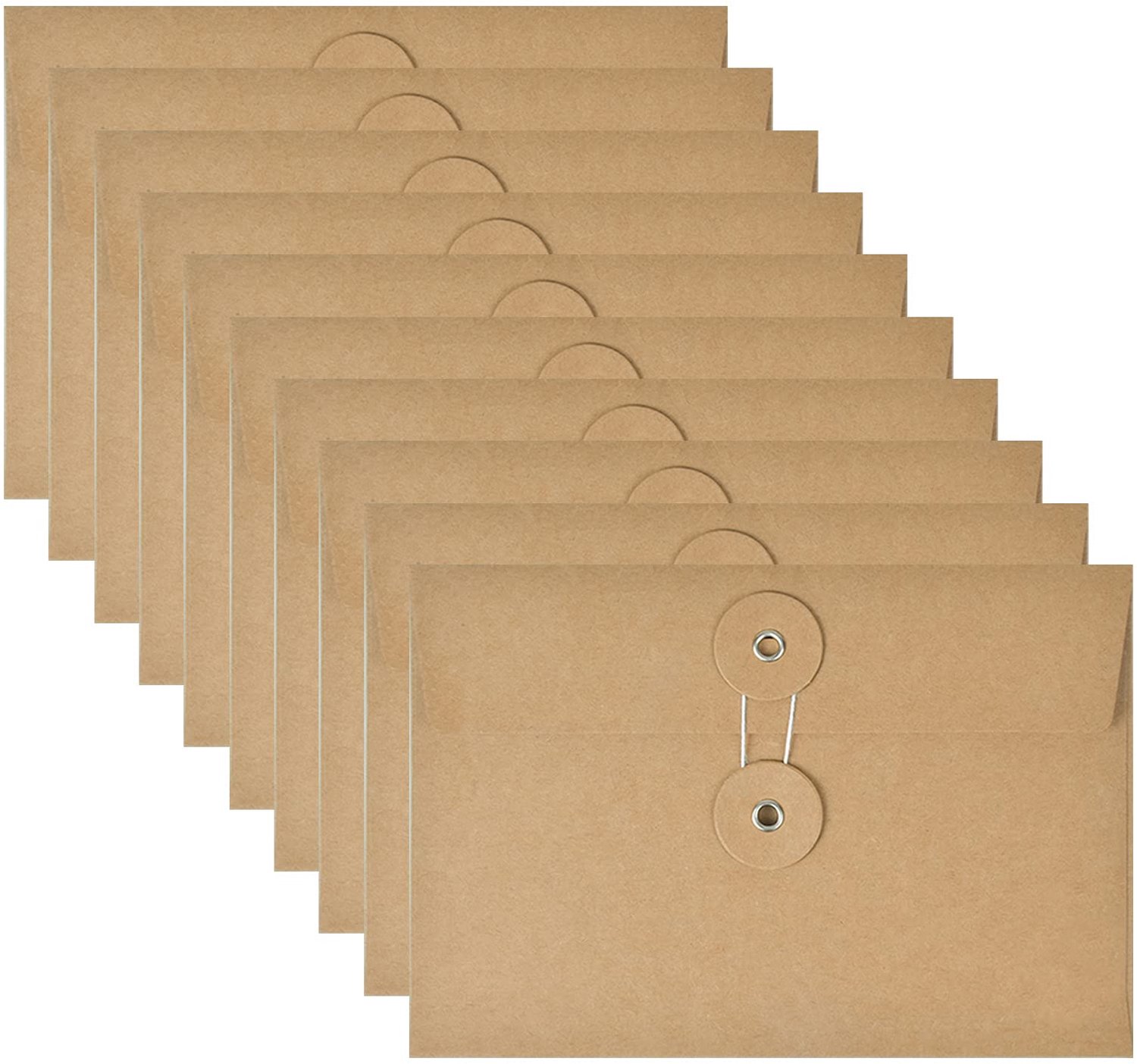 Set van 10 Documenten Enveloppen - Kraft Papier - Bruin