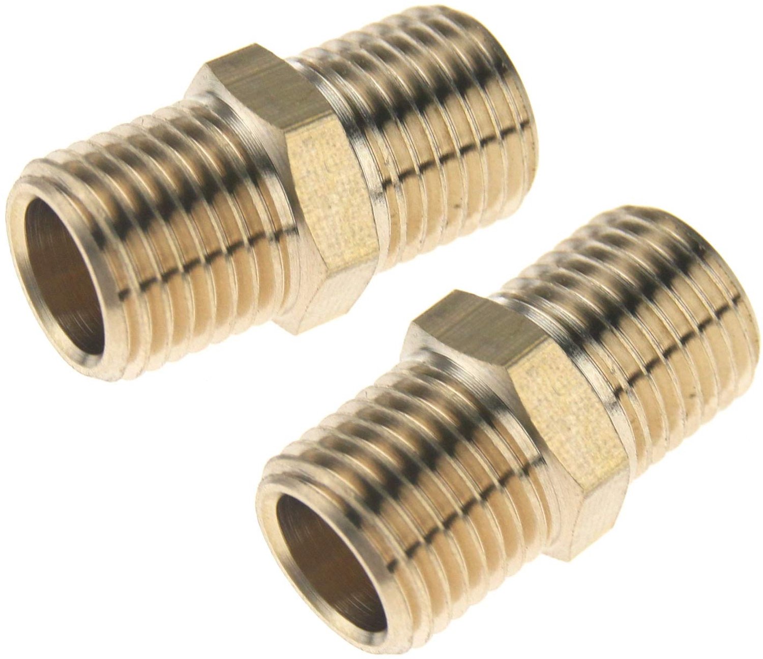 1/4 Inch Male-Male Connector - Hose Adapter - Goud - Luchtcompressor - Airbrush Accessoire - Geschikt voor Diverse Toepassingen