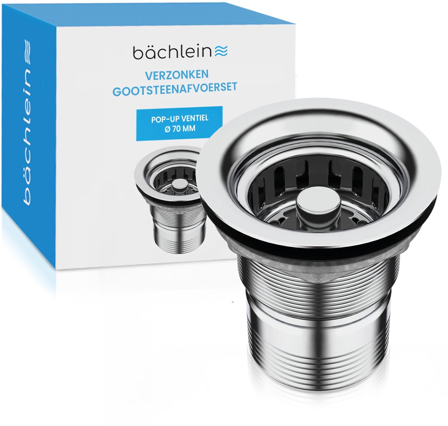 Pop-up Afvoerplug 70mm voor Wastafel Zonder Overloop, RVS