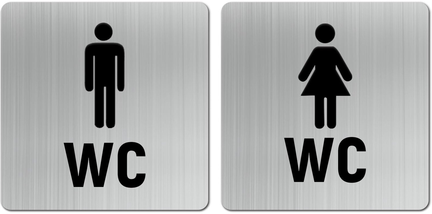 Set van 2 RVS Toiletsymbolen voor Mannen en Vrouwen