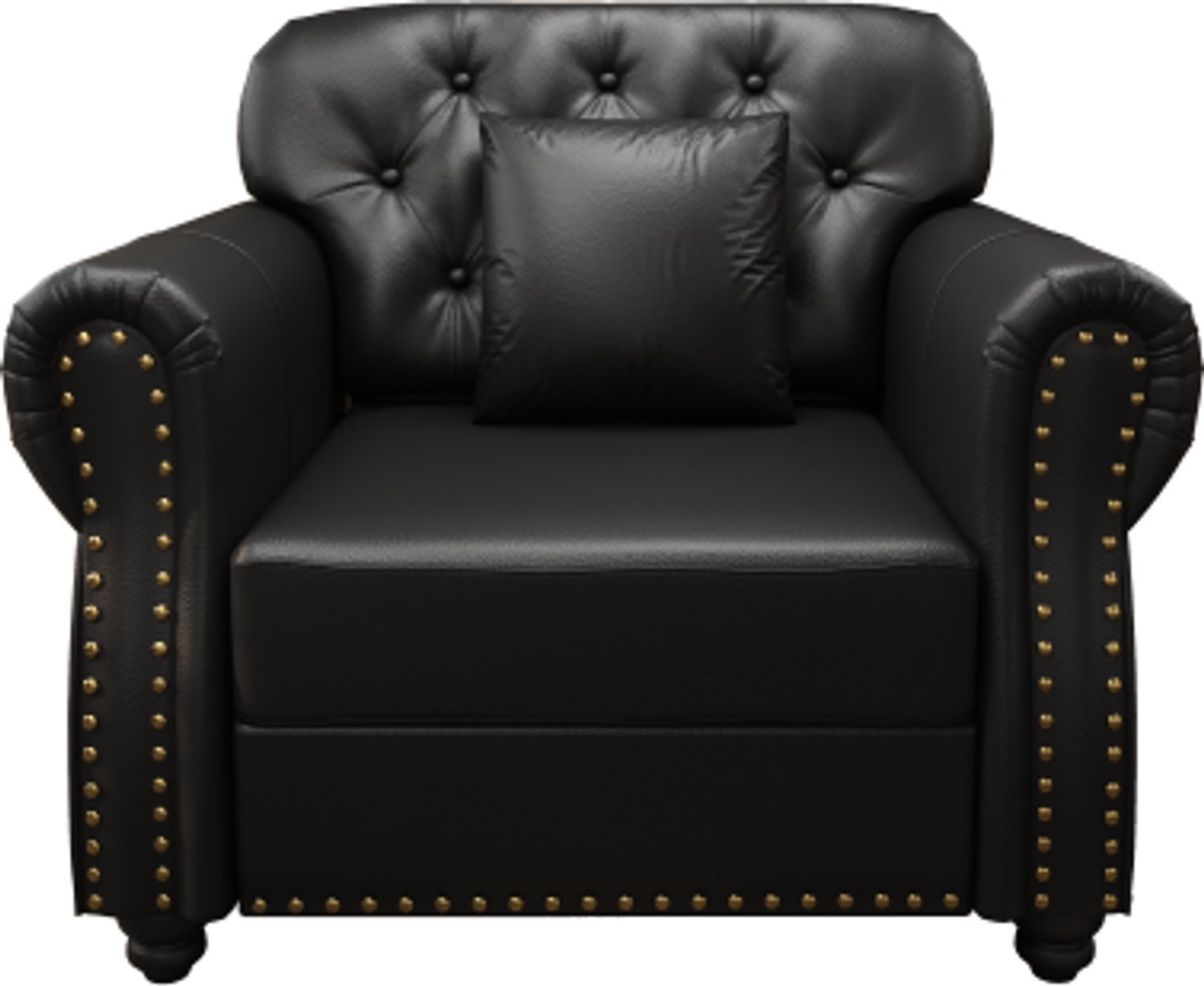 in& out door furniture 105 cm Chesterfield-fauteuil, kunstleren eenzitsfauteuil, zitkussen met veerkern, knoopstiksel, rollende armleuning-design, siernageldecoratie, zwart
