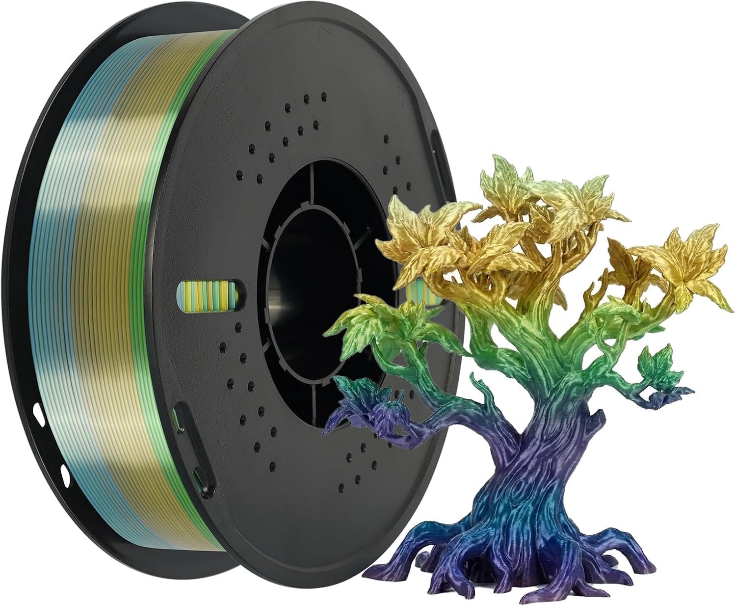PLA-Silk Filament voor 3D Printen, Rainbow Forest Kleur