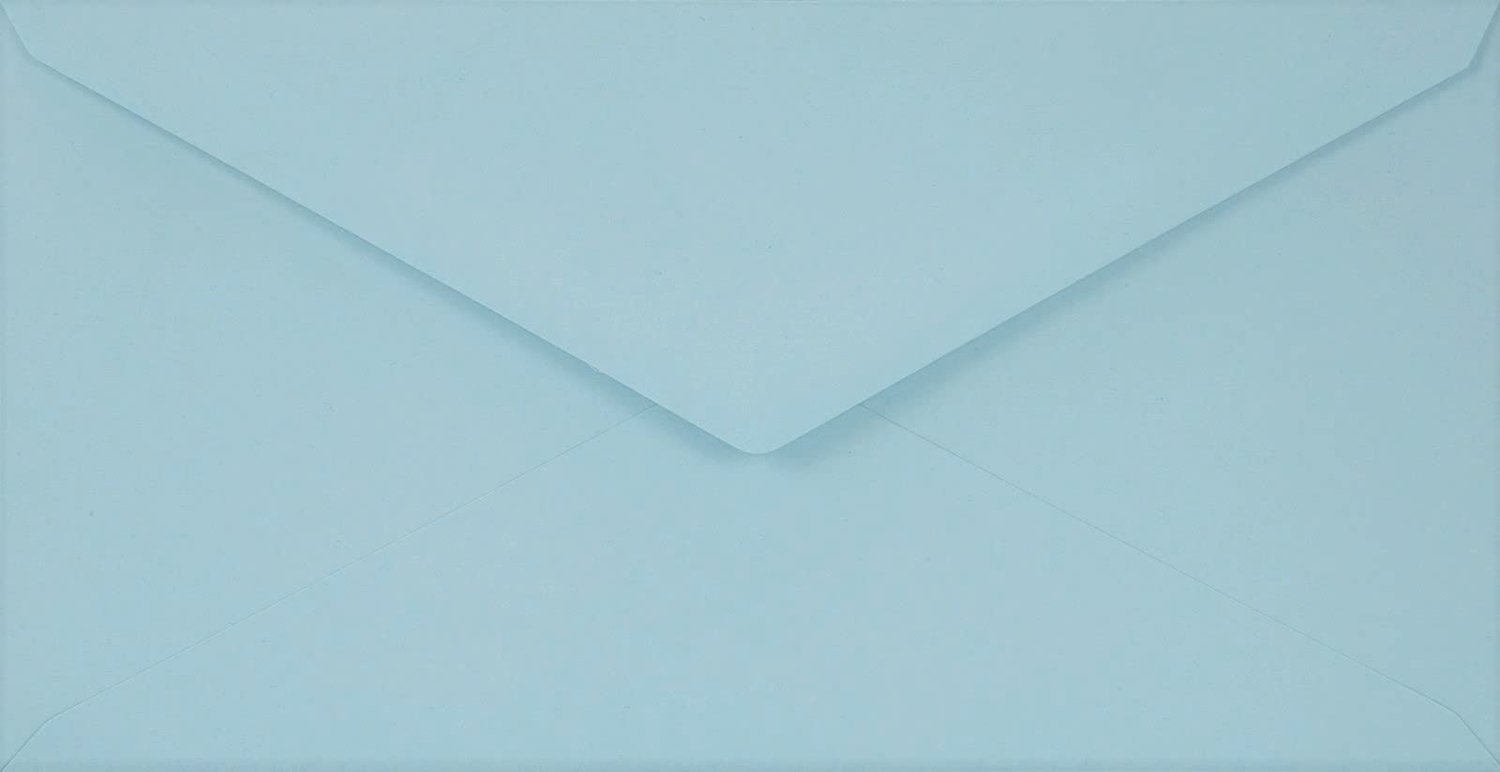Set van 100 Lichtblauwe Enveloppen 110x220mm voor Uitnodigingen