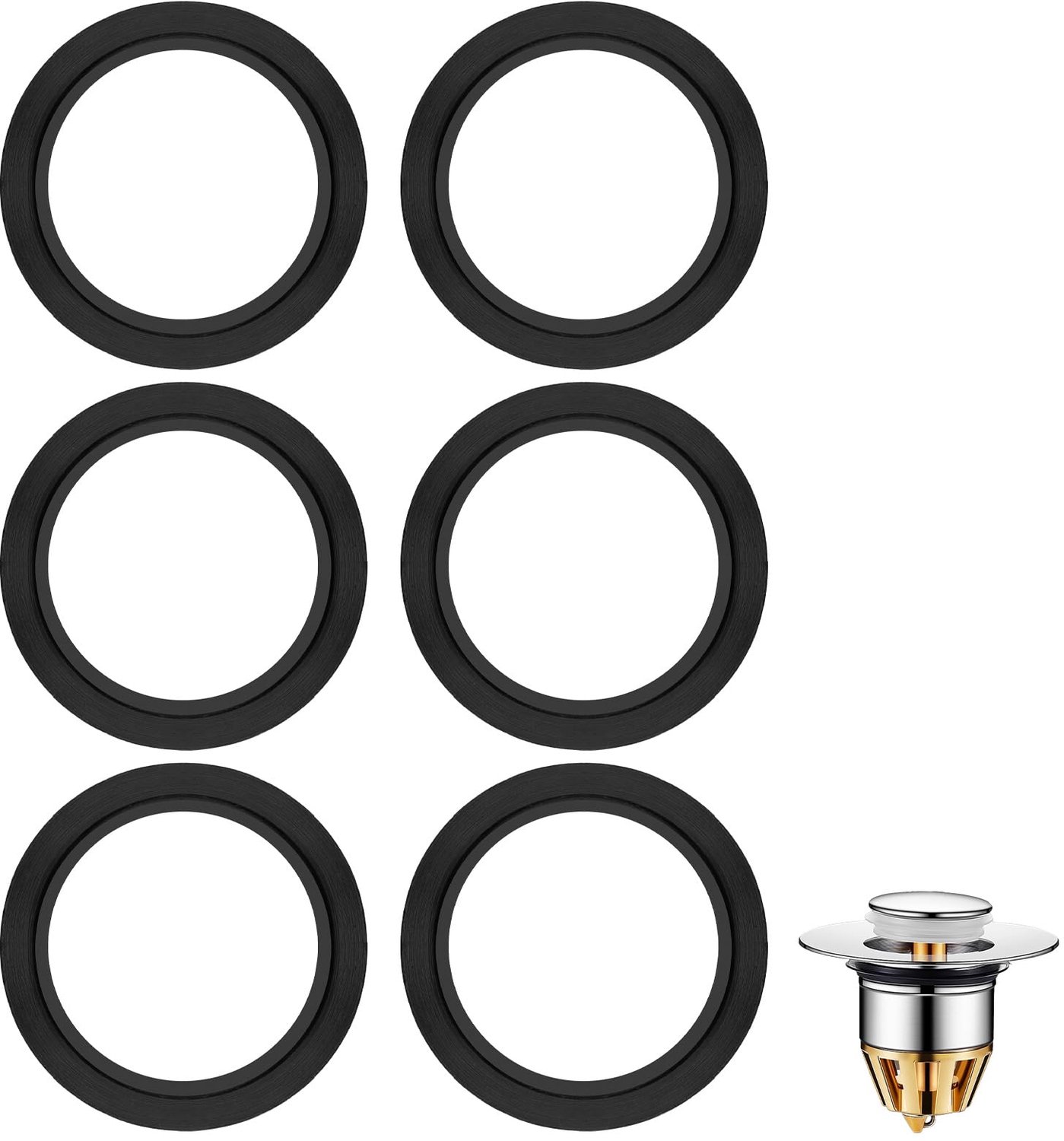 Afdichtringen Set - 6 Stuks Rubber - Universeel Compatibel - Wastafelstop - Sifon - Gootsteen - Binnendiameter 30 mm - Afdichtingsring