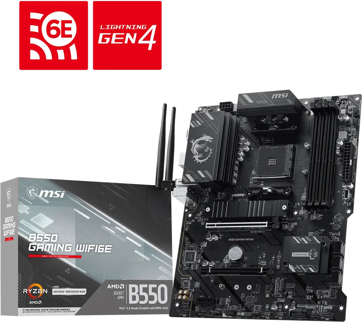 MSI B550 GAMING WIFI6E moederbord AMD B550 Socket AM4