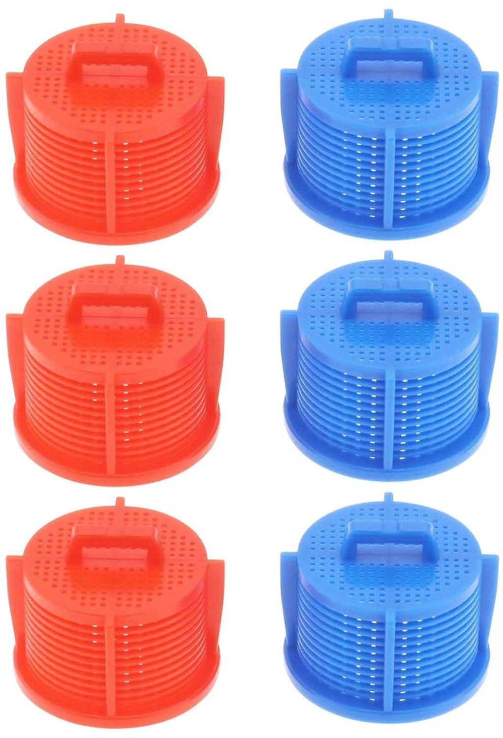 Inlaatfilter Set van 6 - Universele Filters - Rood/Blauw - Gaasfilter - Eenvoudig te Reinigen - Voor Wasmachine Accessoires - Wasmachinefilter