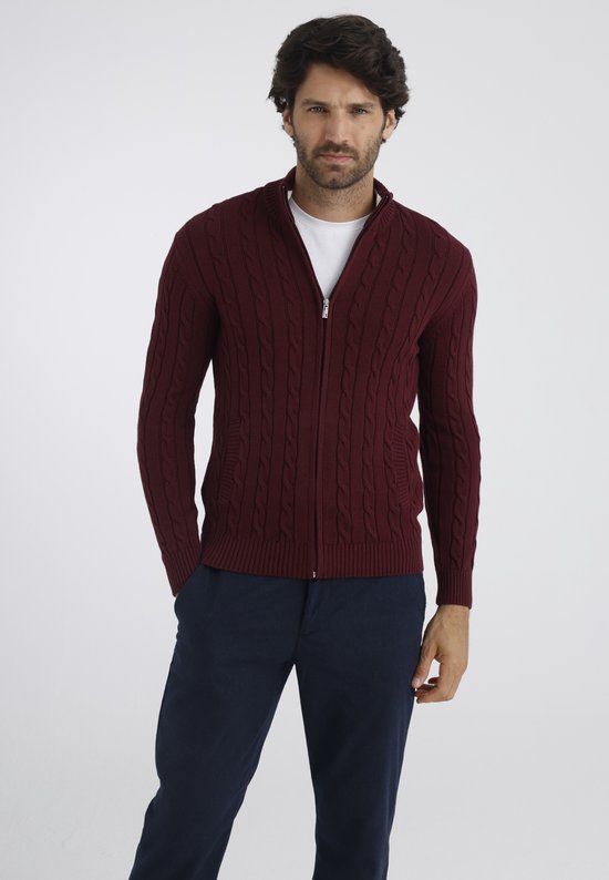 Felix Modle Felix Hardy Kabelgebreid Vest - 100% Katoen Heren Bordeaux - S | bol