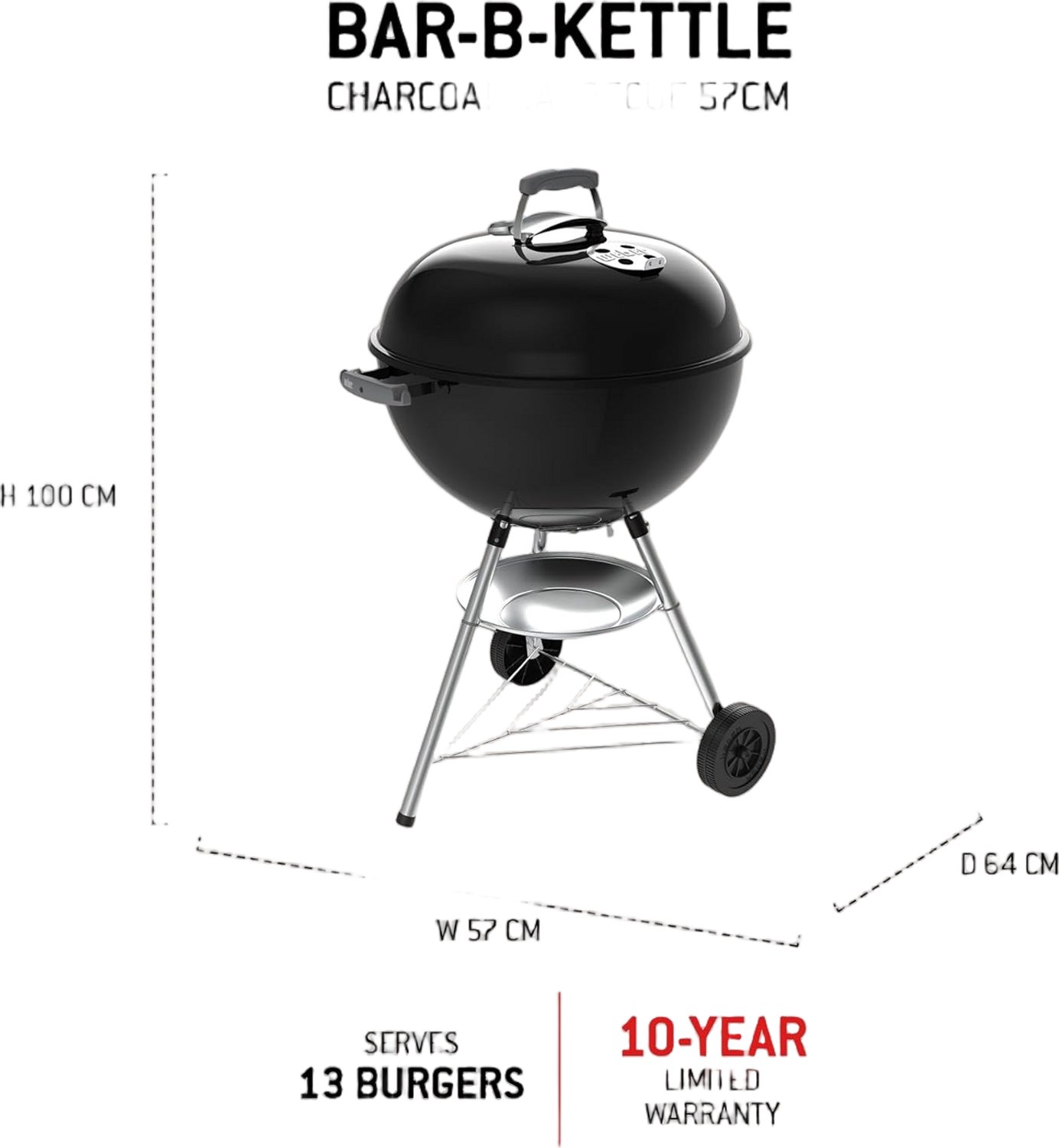 Weber Bar-B Kettle - Ø 57 cm Grate - Charcoal Barbecue - Black