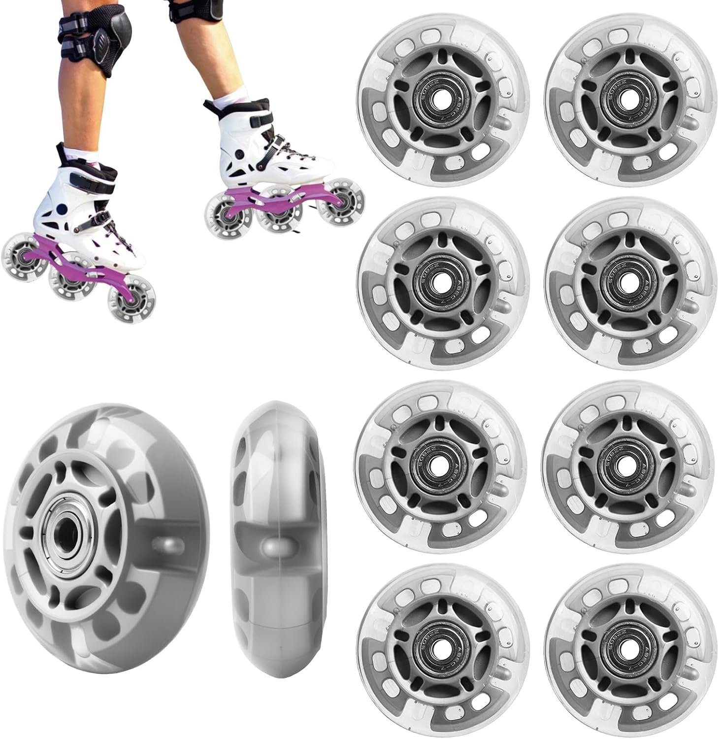 Wielen 72 mm – lichtgevende inline skates wielen met kogellagers, reservewielen voor rolschaatsen en fitness skates – universele PU-wielen voor kinderen