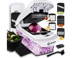 Lekro Groentesnijder met Glazen Ovenschaal - Mandoline Keukensnijder - 12-delig Groentensnijder Multifunctioneel