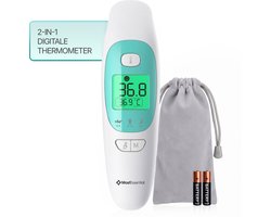MostEssential 2-in-1 Digitale Koortsthermometer - Oorthermometer – Thermometer Voorhoofd & Lichaam - Koortsthermometer voor Volwassenen, Kinderen en Baby's - Contactloos - 20M