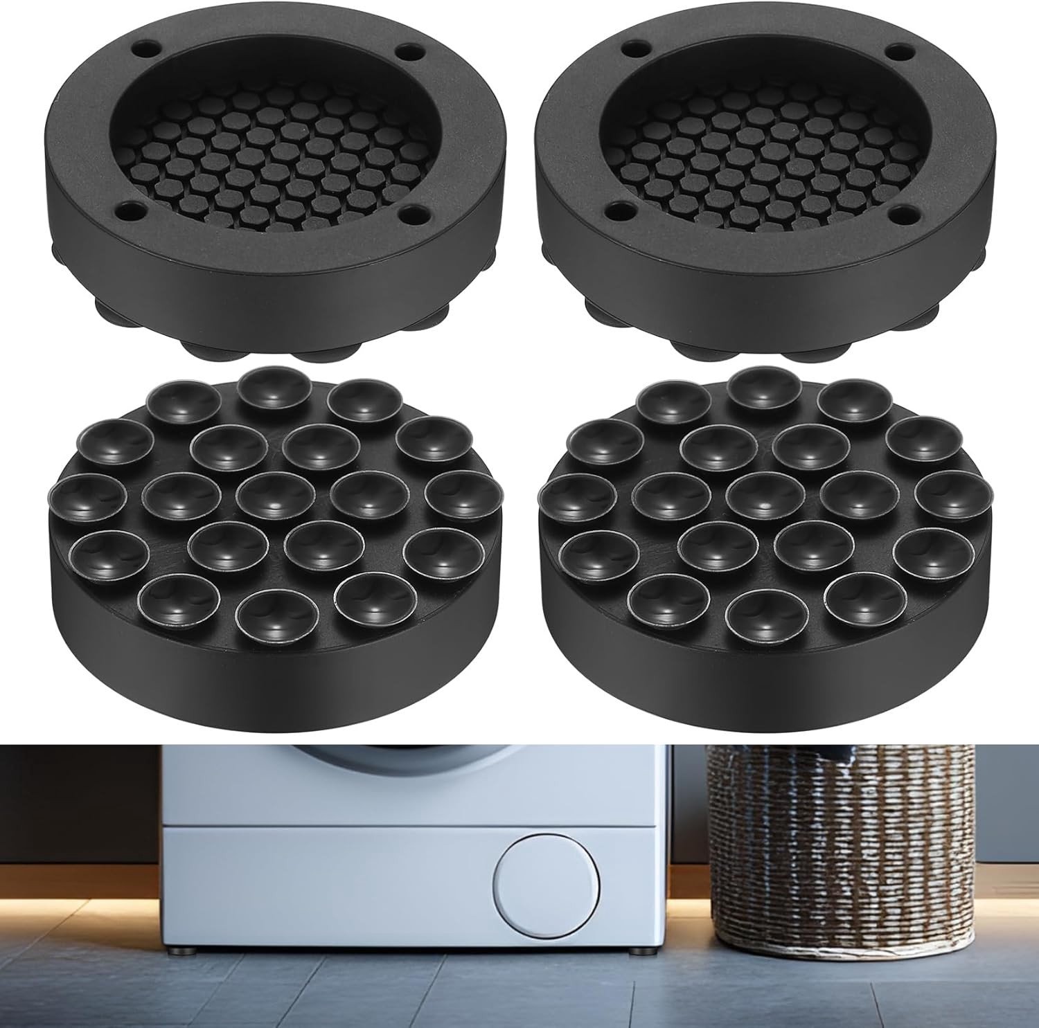 4 Stuks Antivibratie Matten voor Wasmachine en Koelkast - Antislip Onderleggers voor Stabiliteit en Geluidsreductie