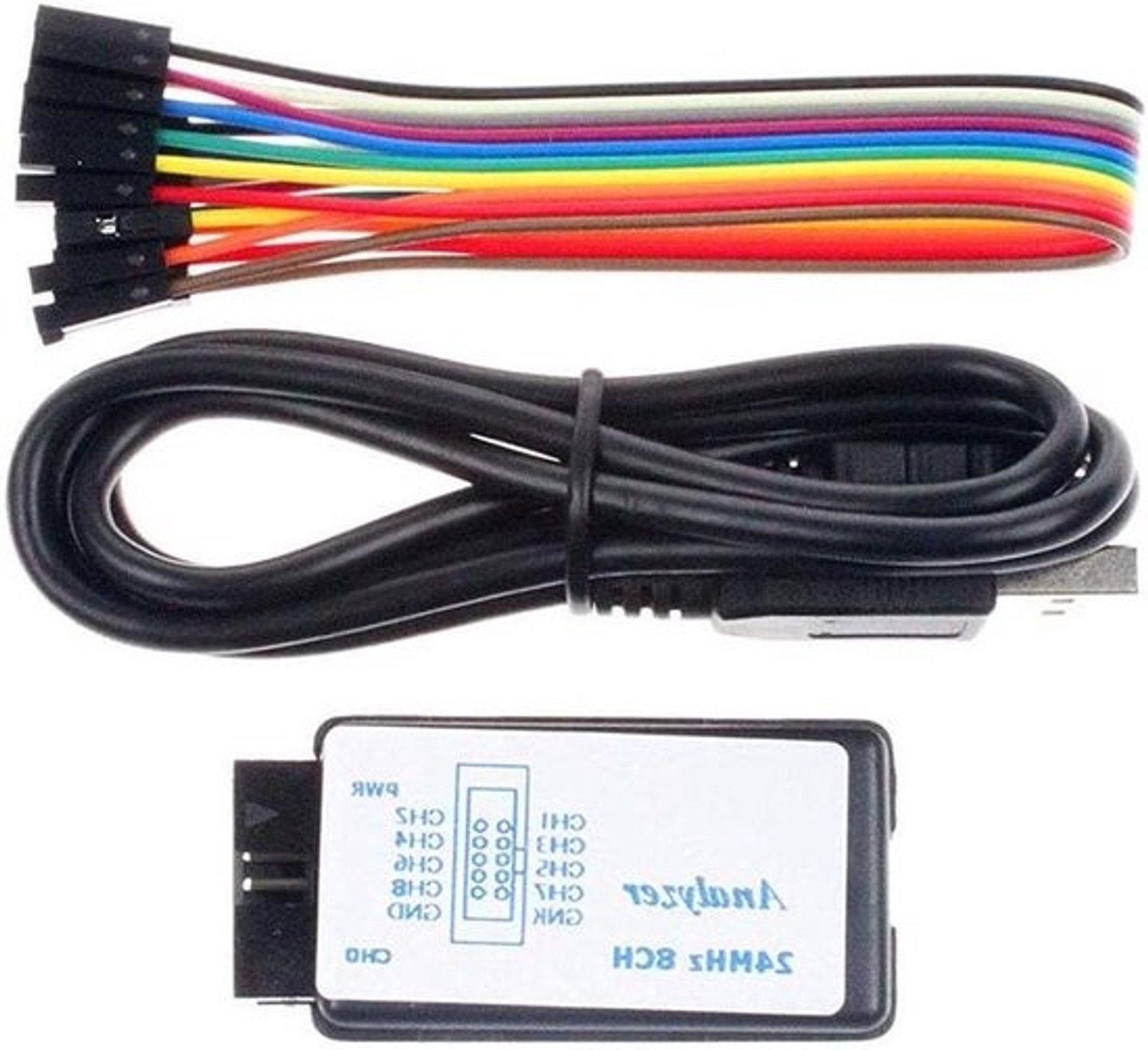 Logica-analysator - Debugtool - Digitale elektronica analyseren - 24 MHz 8 kanalen - 1 Set - Zwart