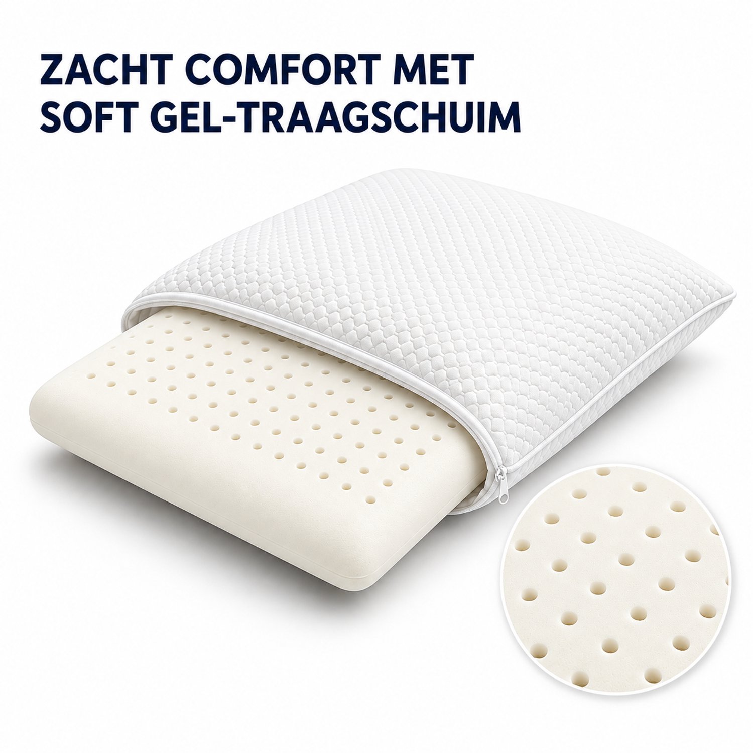 Dormidor Pure Hoofdkussen – Puur Traagschuim – Uitgebalanceerd Slaapcomfort – 60 × 40 cm Wit