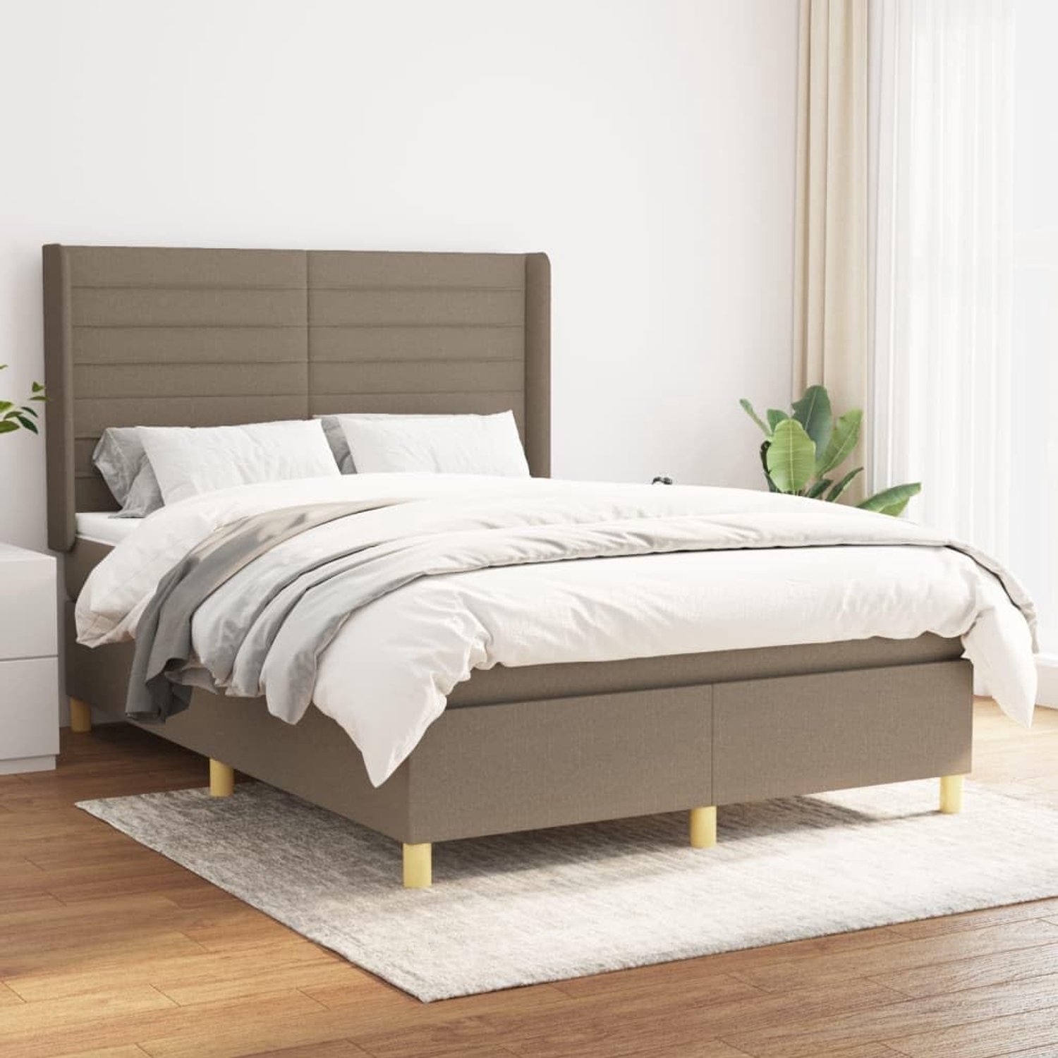 Stof Verstelbaar hoofdbord Boxspring 140x200 cm Taupe