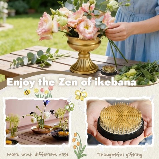 Ronde Kenzan voor Ikebana Bloemstukken - Roestvrijstalen Bloemsteunen voor Thuis en Kantoor, Perfect voor Floristen en Creatieve Arrangementen — afbeelding 4