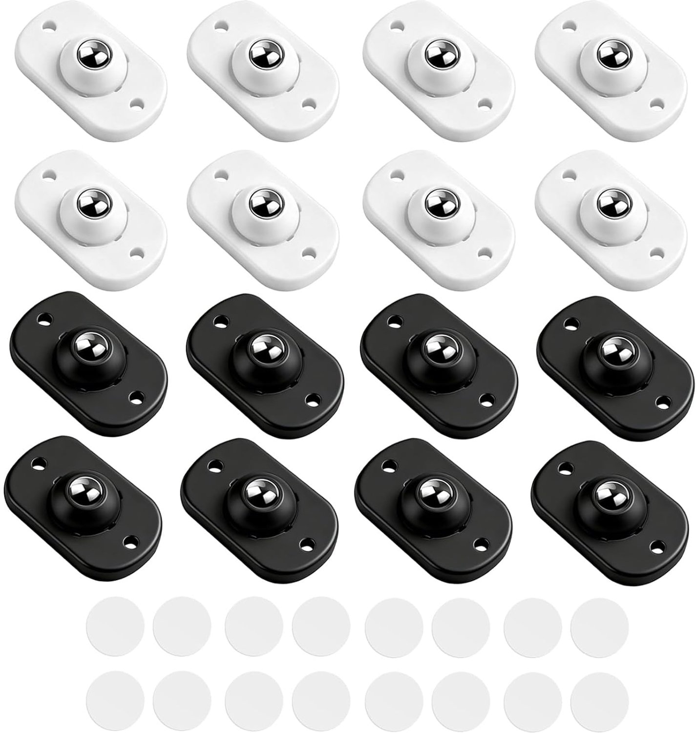 16 stuks kogelwielen voor keukenapparaten, 360° zwenkwielen met roestvrijstalen kern, zelfklevende zachte glijwielen voor koffiezetapparaat, airfryer, vuilnisemmer, opbergdoos, apparaatrollen