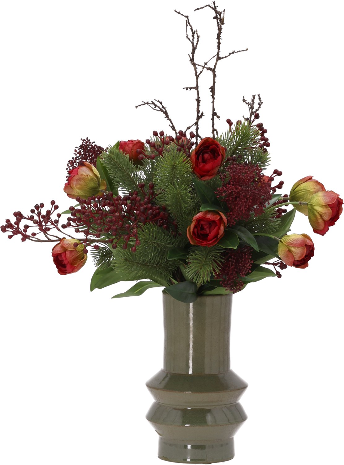 maxifleur Kunstplanten Winterboeket kunstbloemen Xanthe Flachau 65cm Rood