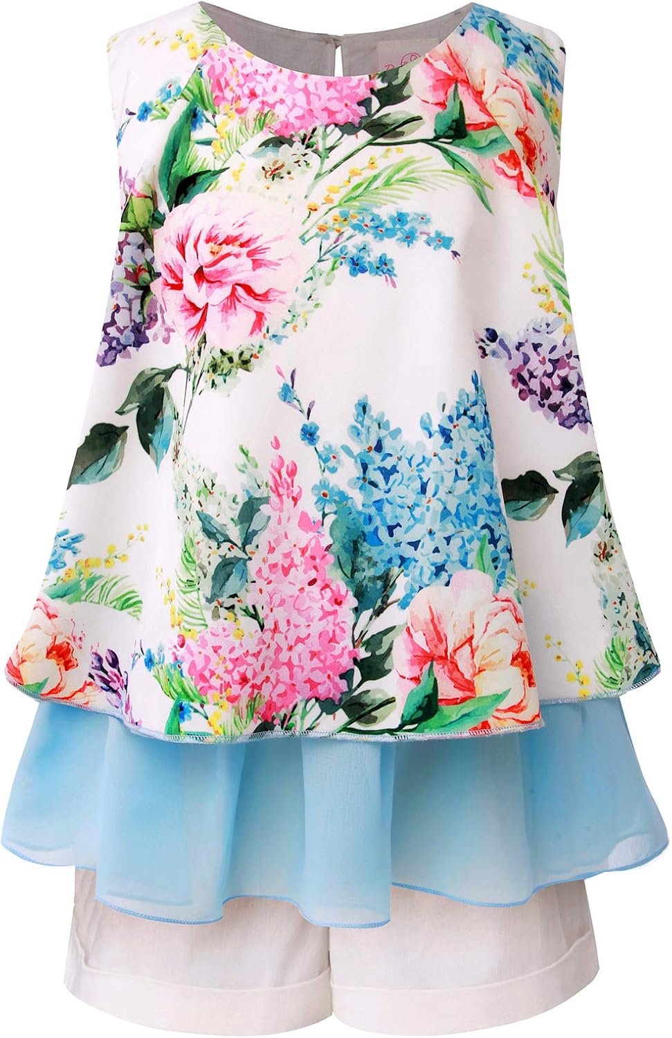 Zomer Kleding Set 2 Stuks Mouwloos Bloemen Top + Korte Broek