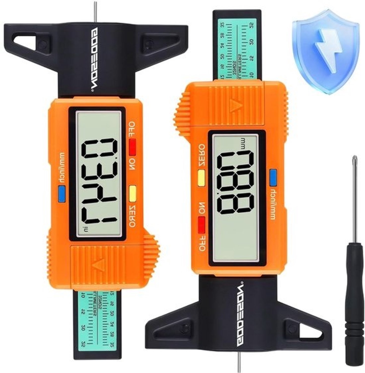 Digitale bandenmeter - Profiel meten - Bandenslijtage controleren - Groot LCD-display - 0-254 MM - Oranje