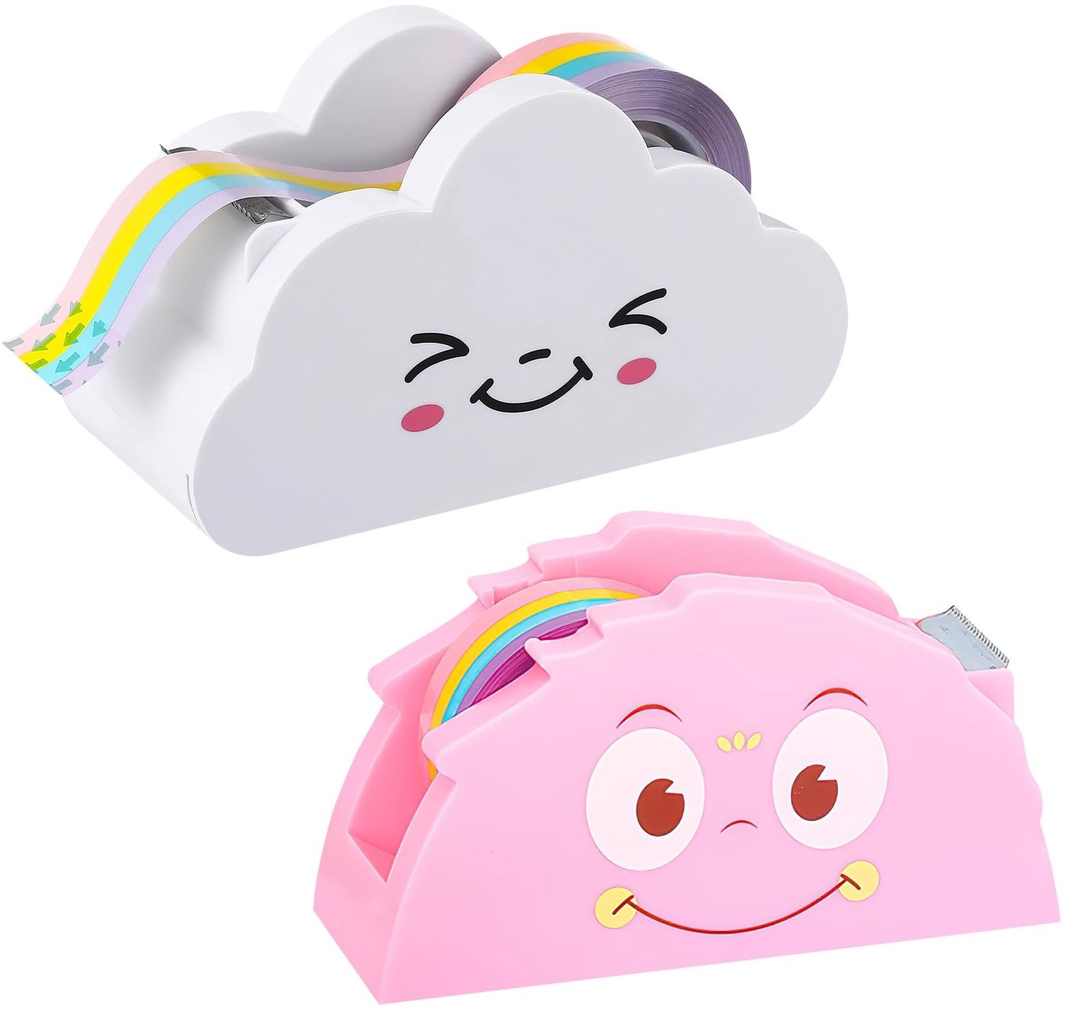 Set van 2 Cloud Vorm Plakband Dispenser met Regenboog Plakband
