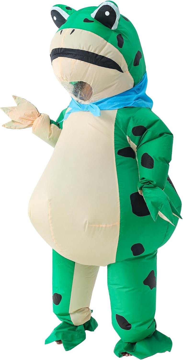 Kikker Kostuum Grappig Volledig Lichaam Kikker Dierpak, Opblaasbare Kostuums voor Volwassenen, Perfect voor Familiedagen, Halloween, Carnaval, Themapartijen, Eén Maat 160-190 cm